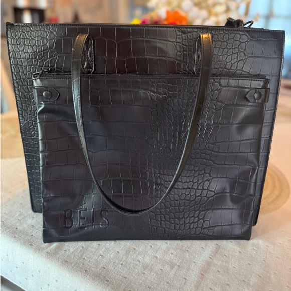 BEIS Large Work Tote in Black Croc - Picture 1 of 7